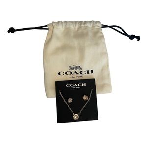 Coach Rose Gold Earrings and Necklace Set
